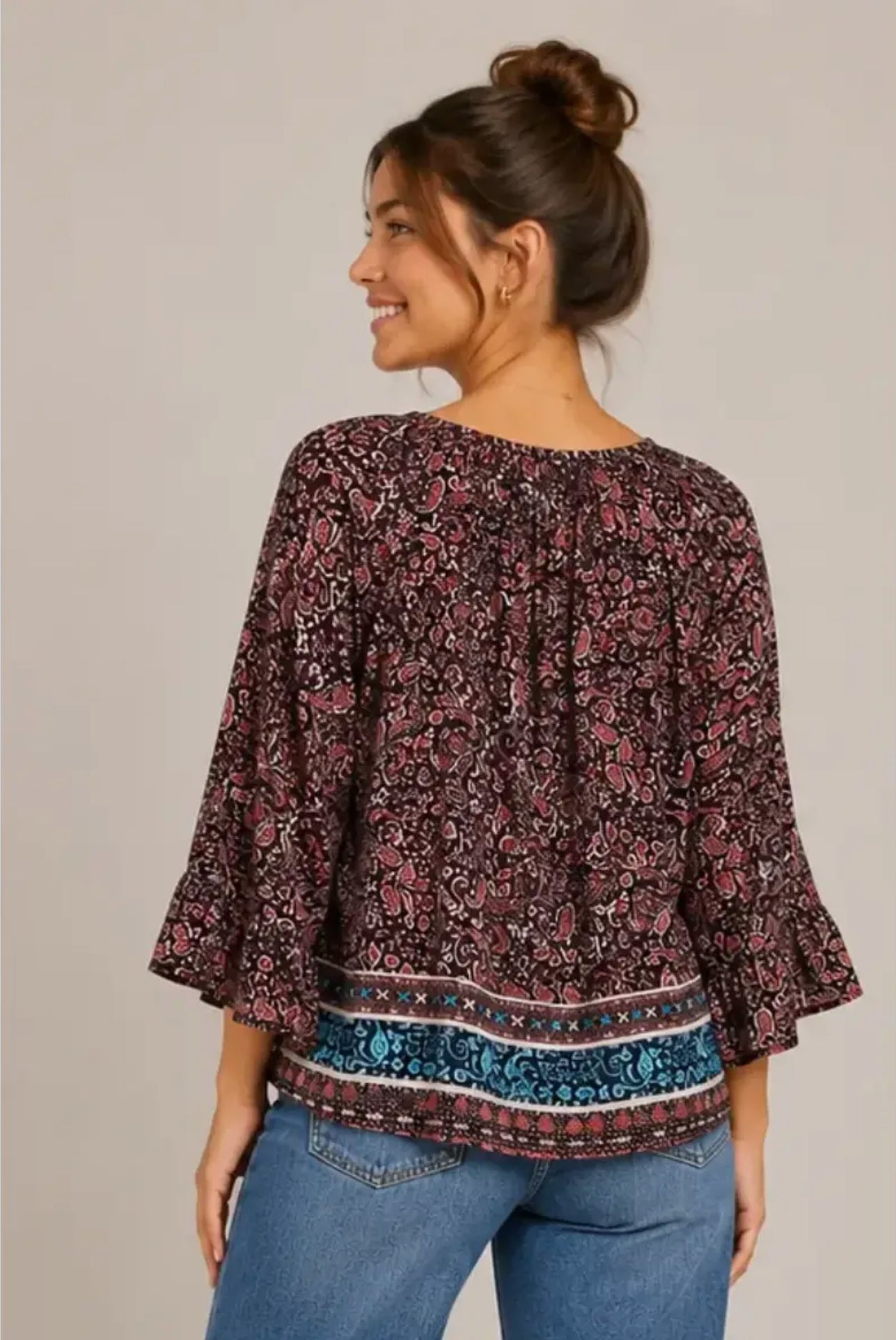 Paisley Ruffle Hem Georgette Top