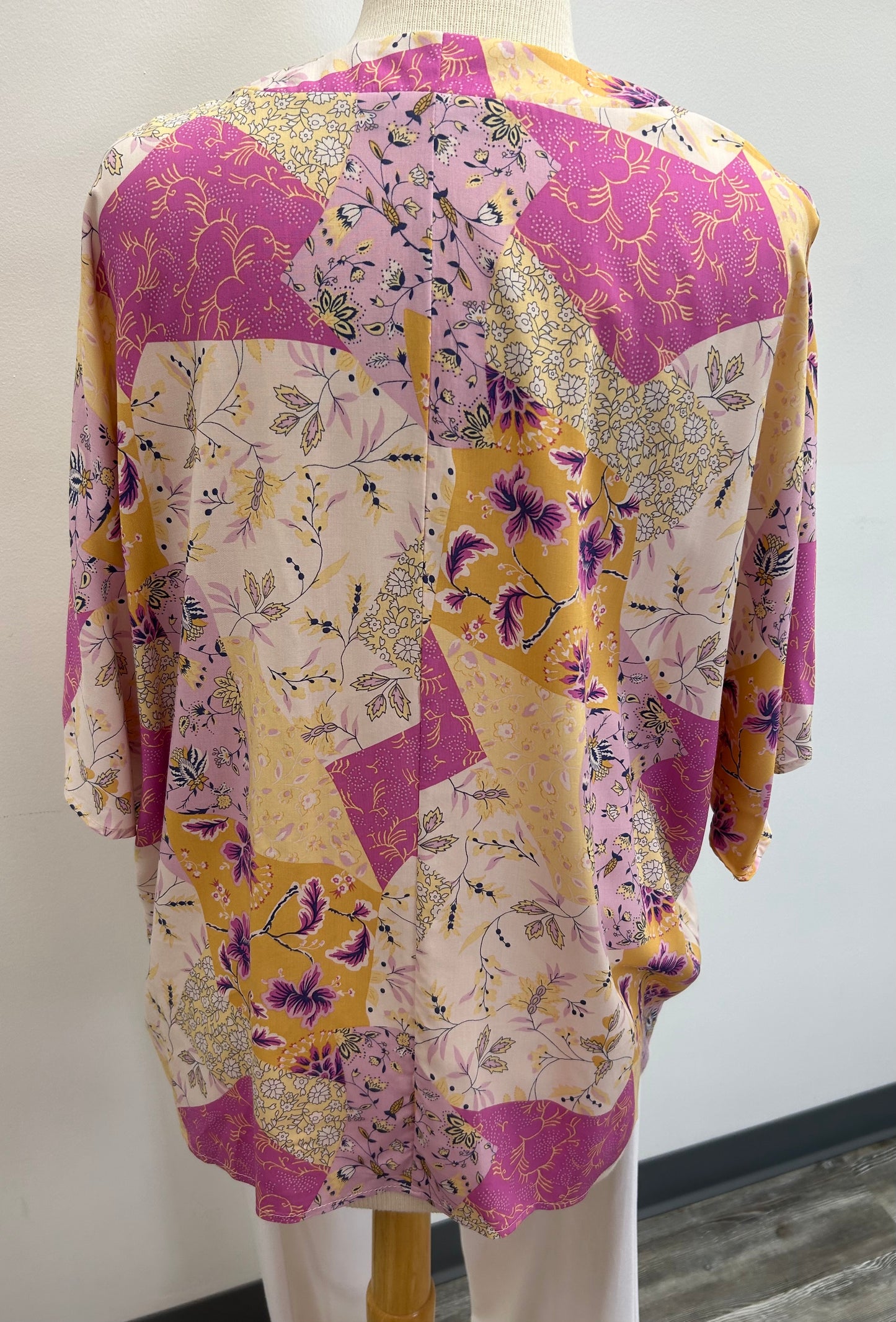 Cream and purple v neck Top