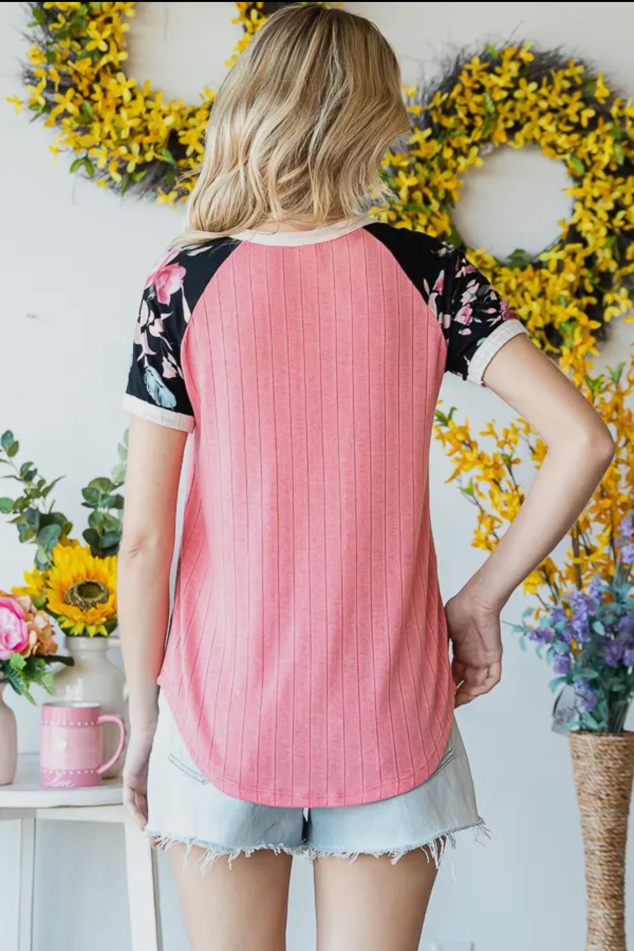 Floral Sleeve Raglan Top