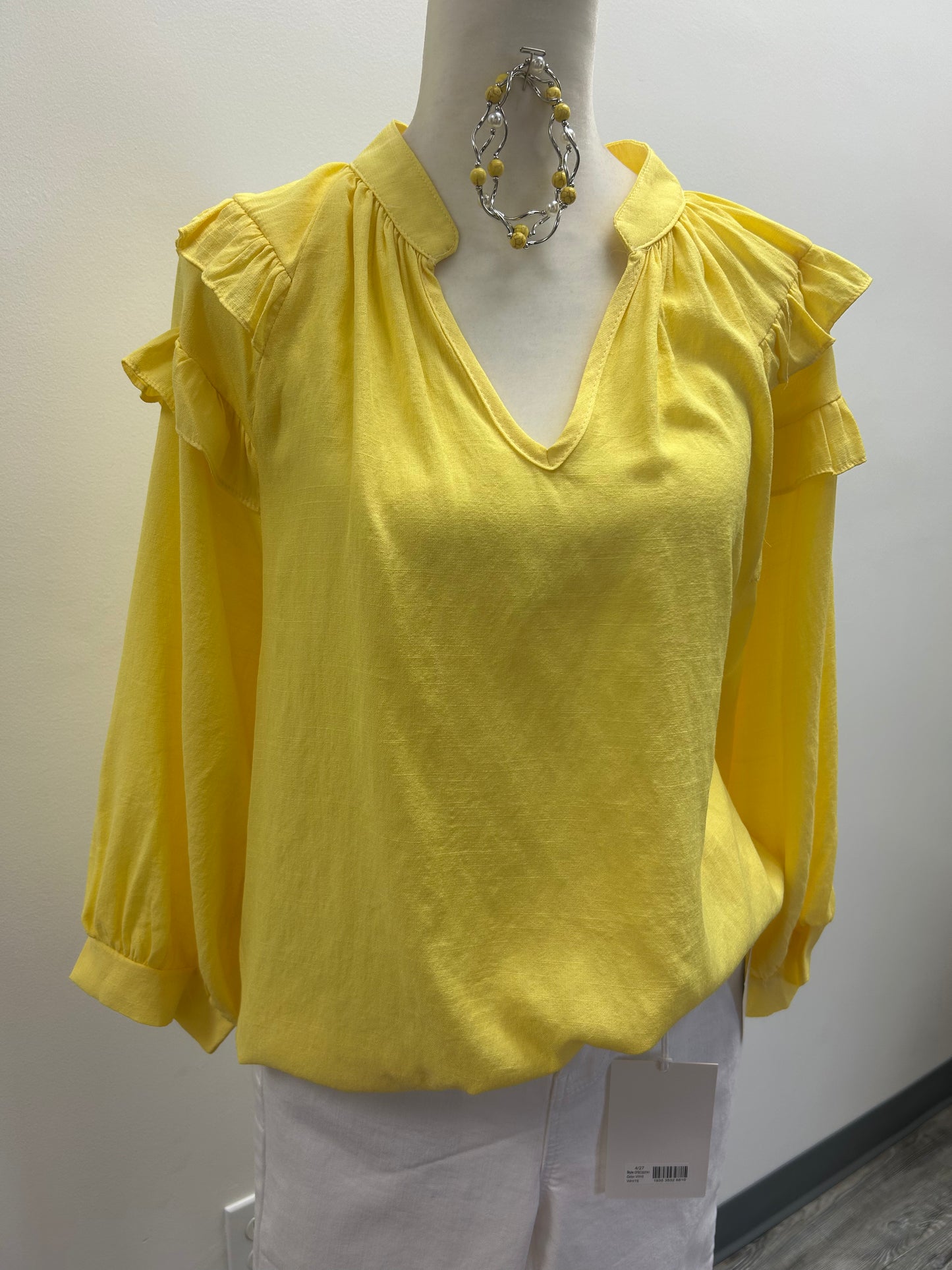 Yellow V Neck Top