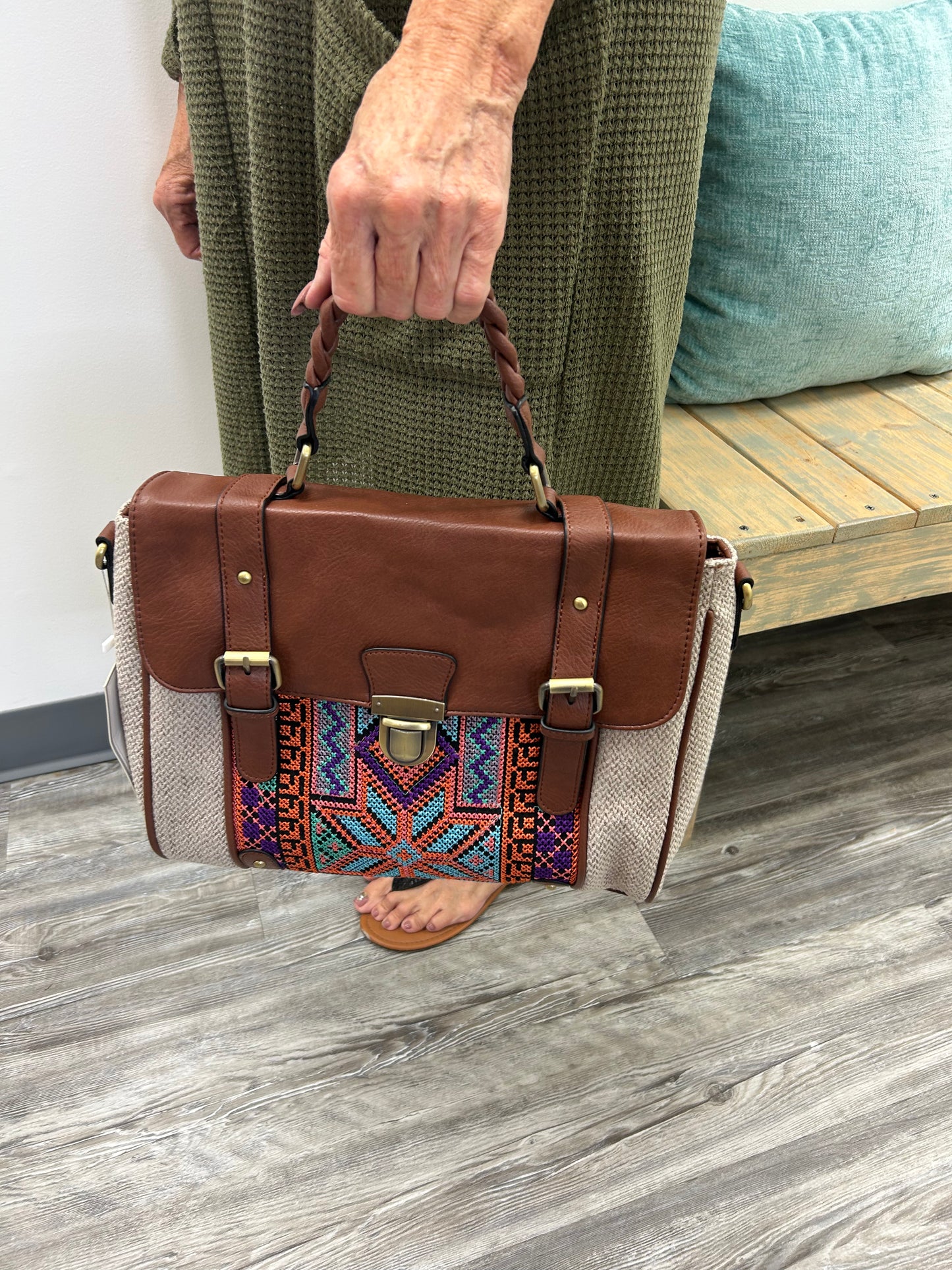 Aztec Embroidered Satchel
