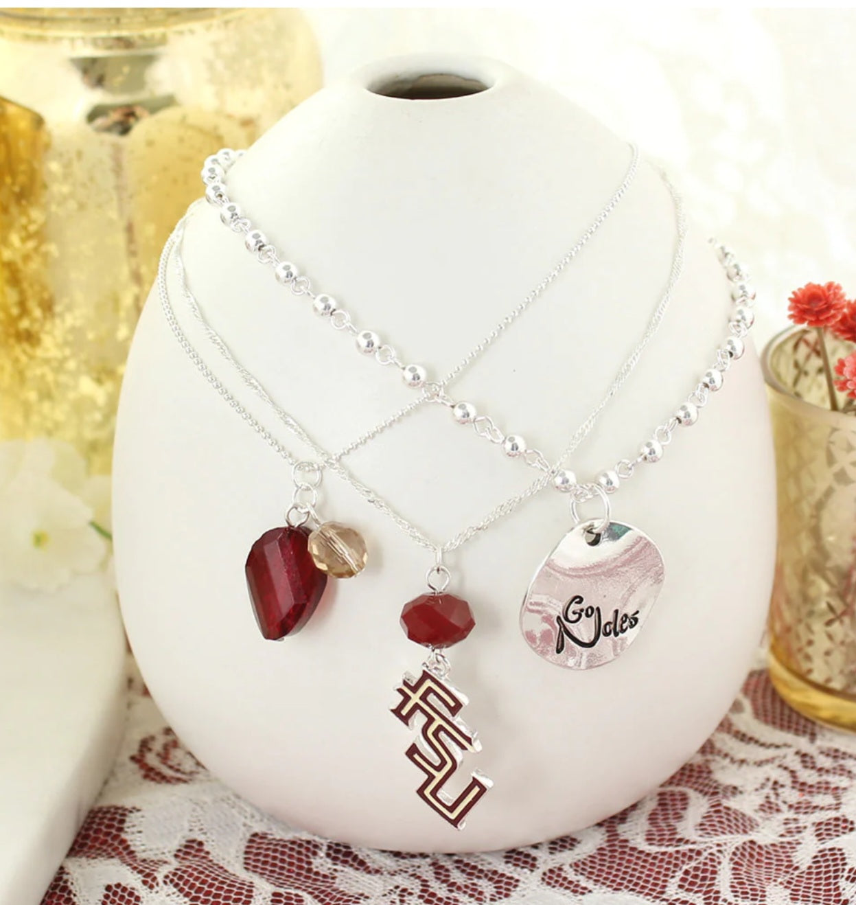 Seasons Jewelry Florida State Seminoles FSU Trio Necklace Set