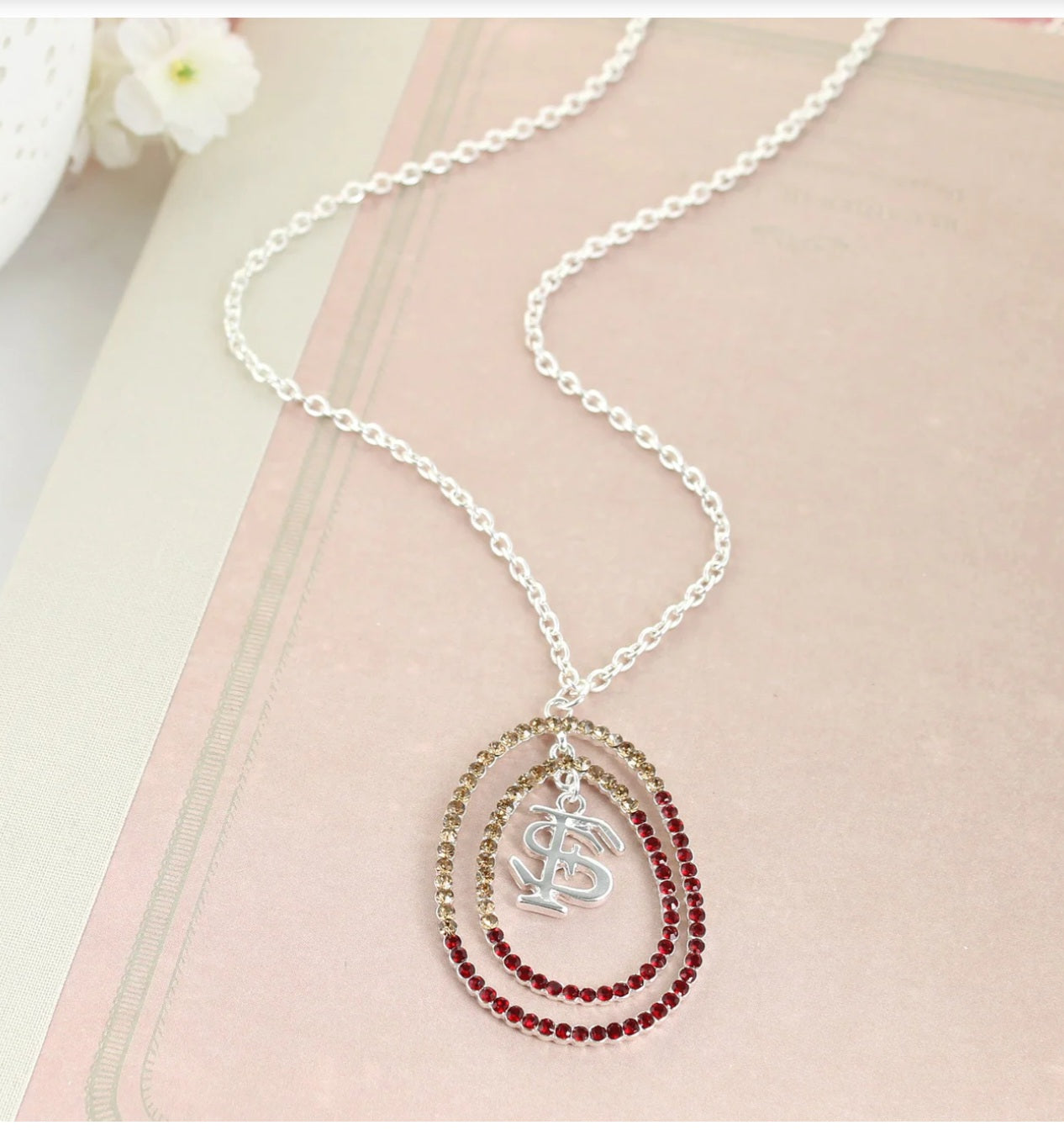 Seasons Jewelry Florida State Seminoles FSU Crystal Loop Necklace
