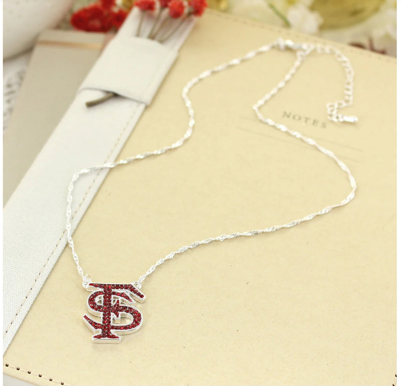 Seasons Jewelry Florida State Seminole FSU Crystal Logo Necklace