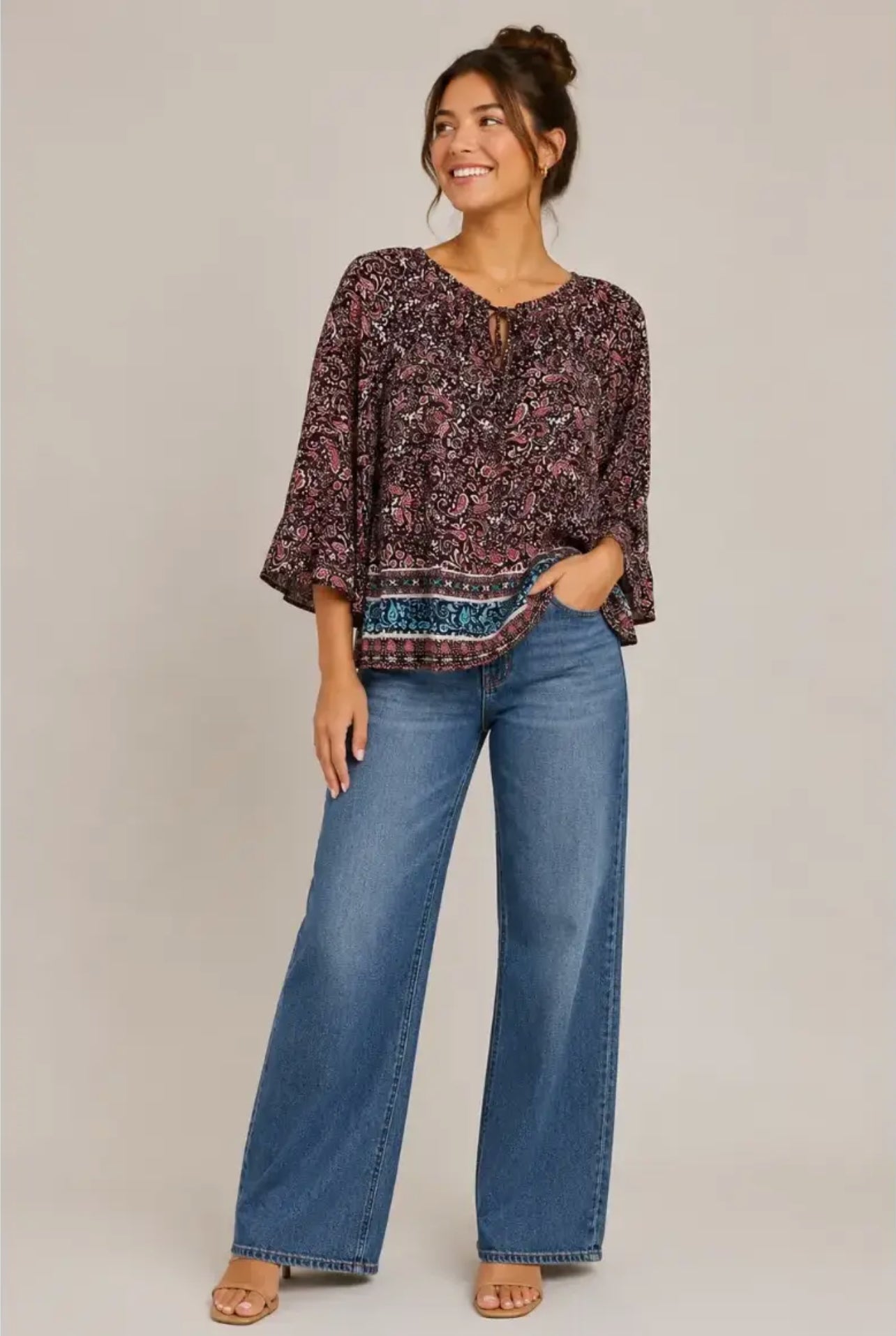 Paisley Ruffle Hem Georgette Top