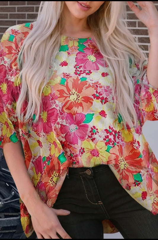 3/4 sleeve floral blouse