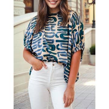 Round Neck Abstract Print
