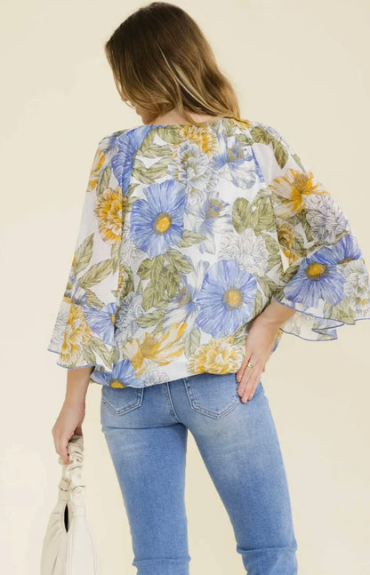 Metallic Bell Sleeve Peasant