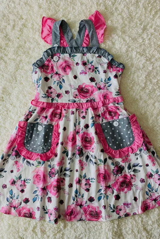 Pink and Gray Floral Dress