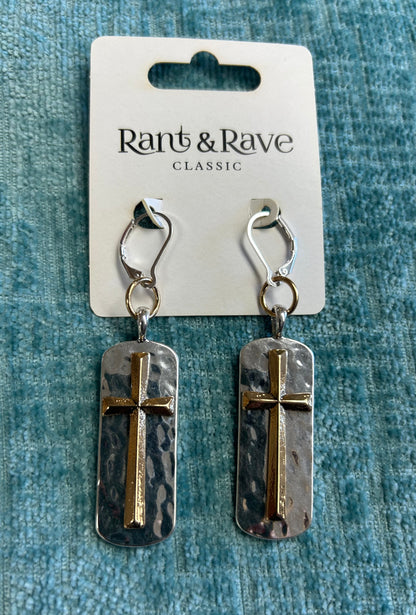 Silver and Gold Cross Earrings