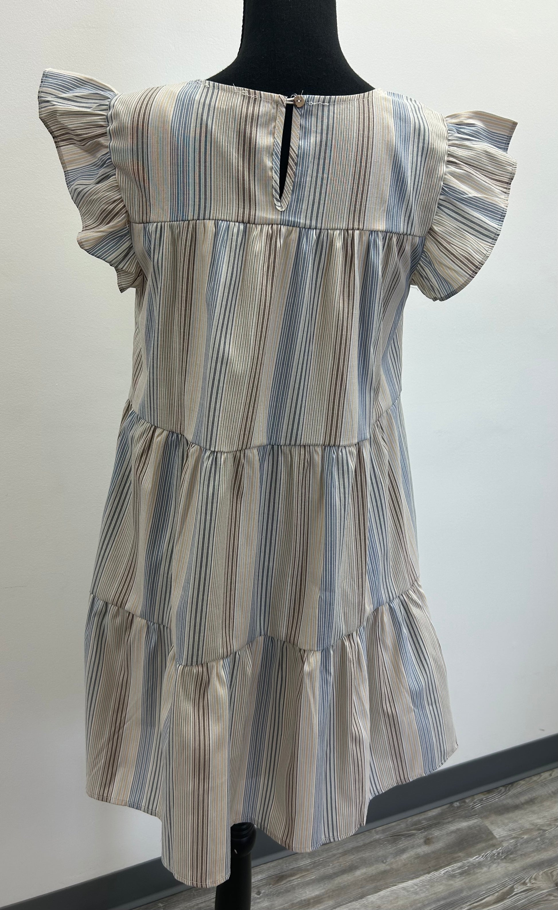 Blue and Brown Striped Dress – Glamour By Design Boutique