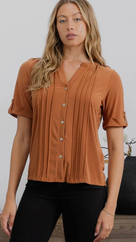 Full Placket Pleat Top
