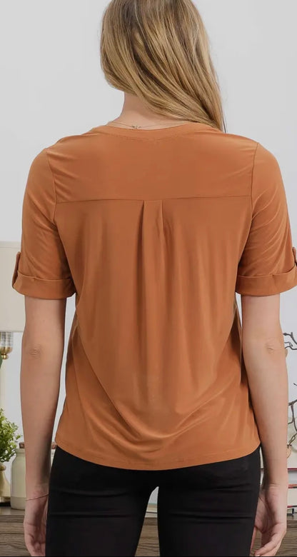 Full Placket Pleat Top