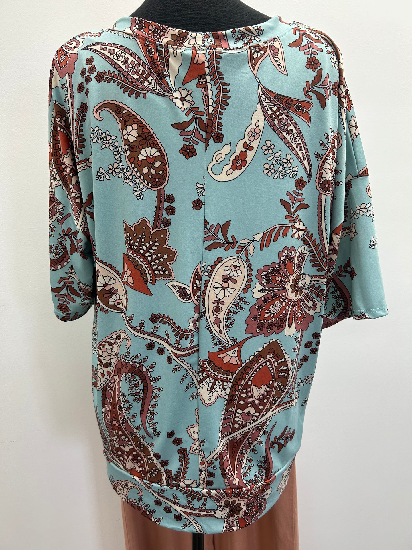 Brown and Blue Paisley Top