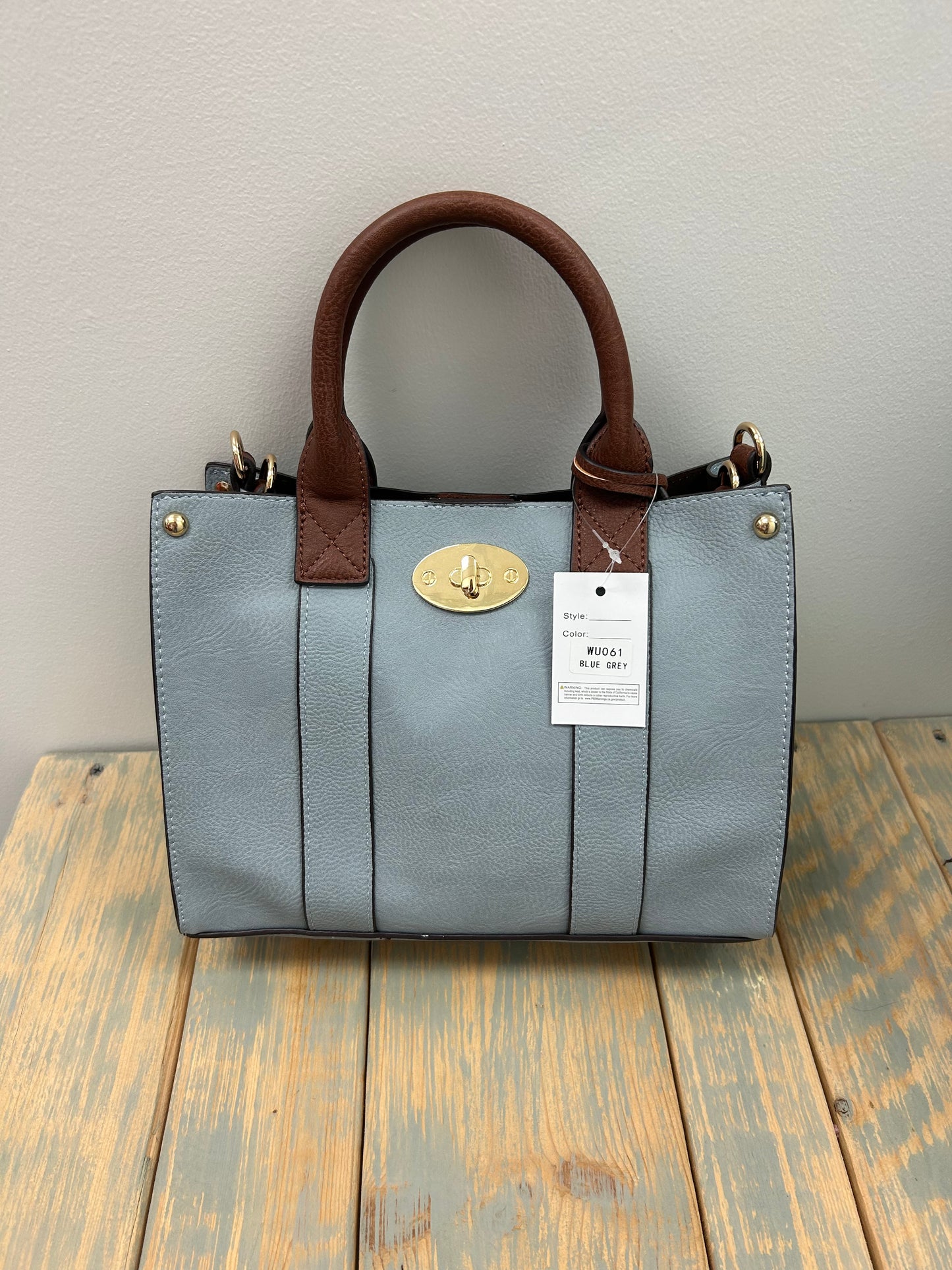 Blue Grey 2 pc Satchel and Crossbody