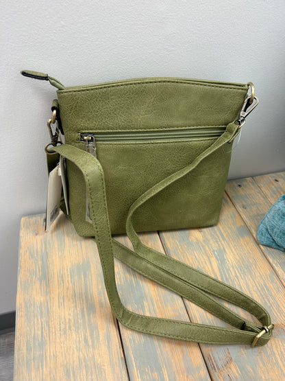 Olive Green Triple Zipper Crossbody