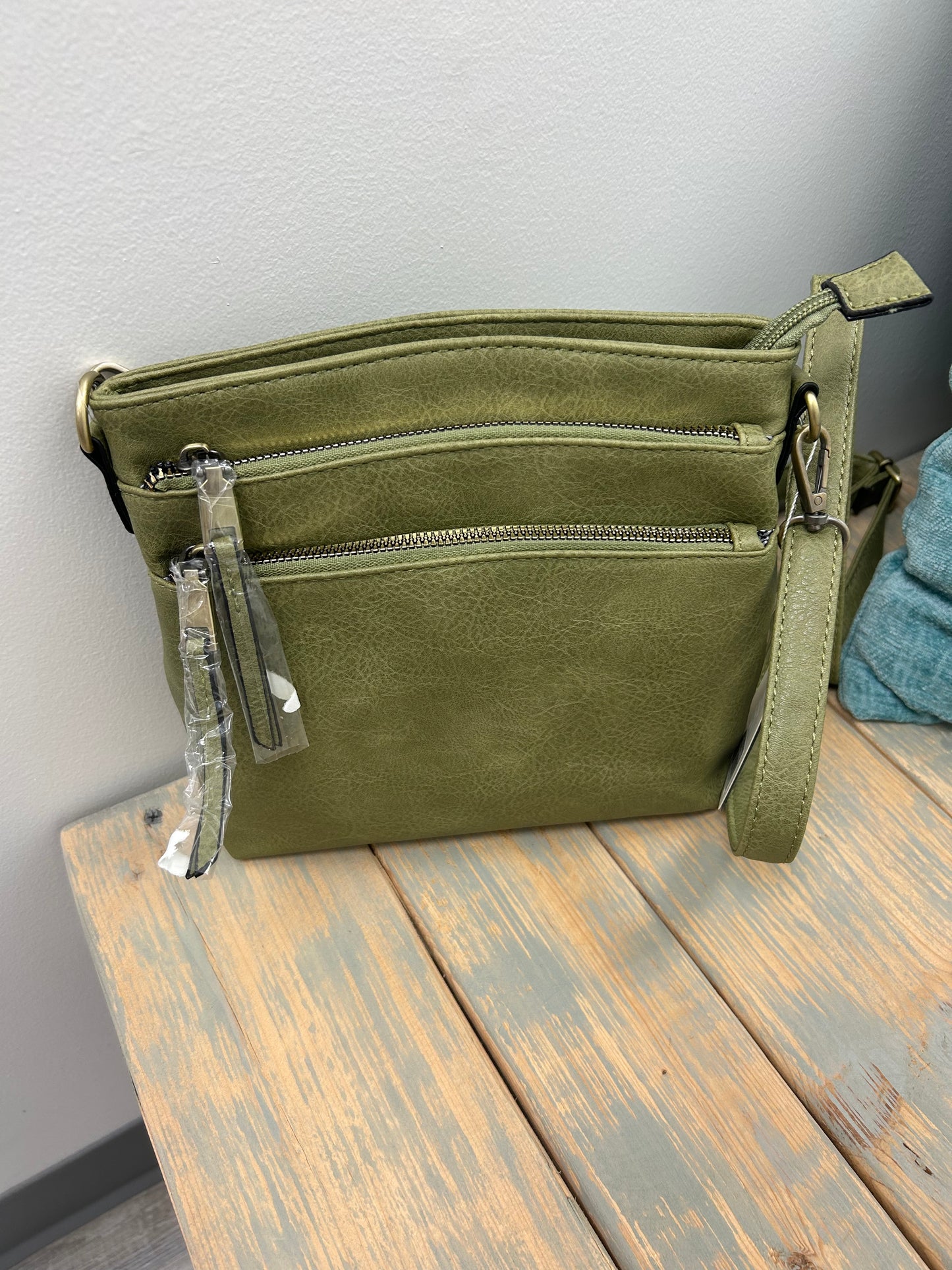 Olive Green Triple Zipper Crossbody