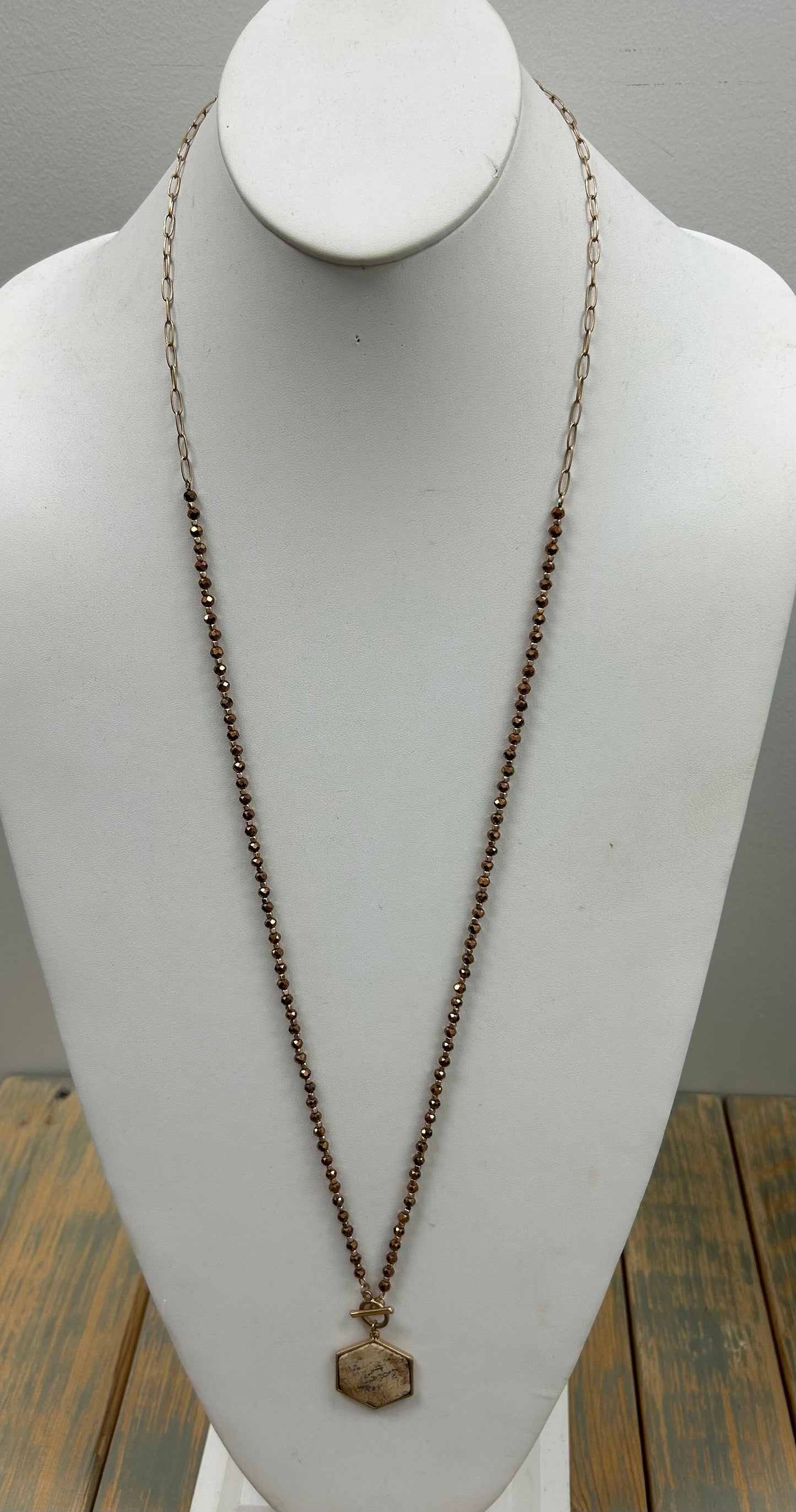 Gold bead necklace