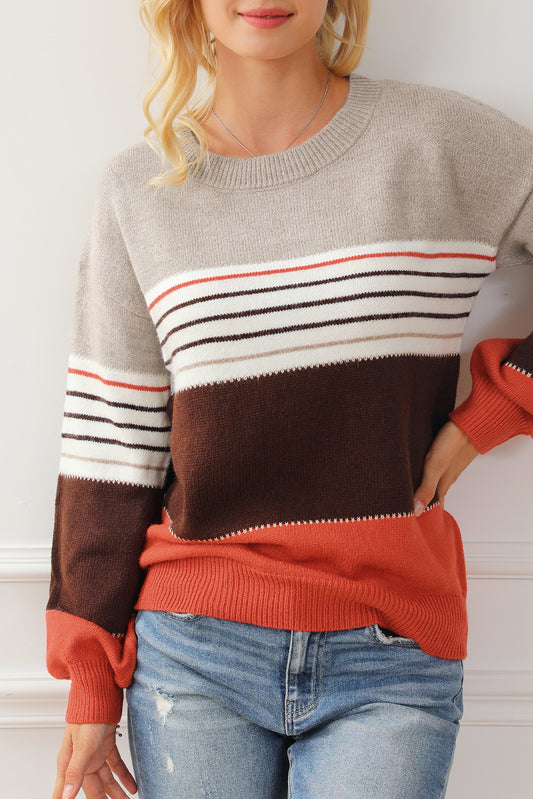 Brown Orange Striped Sweater