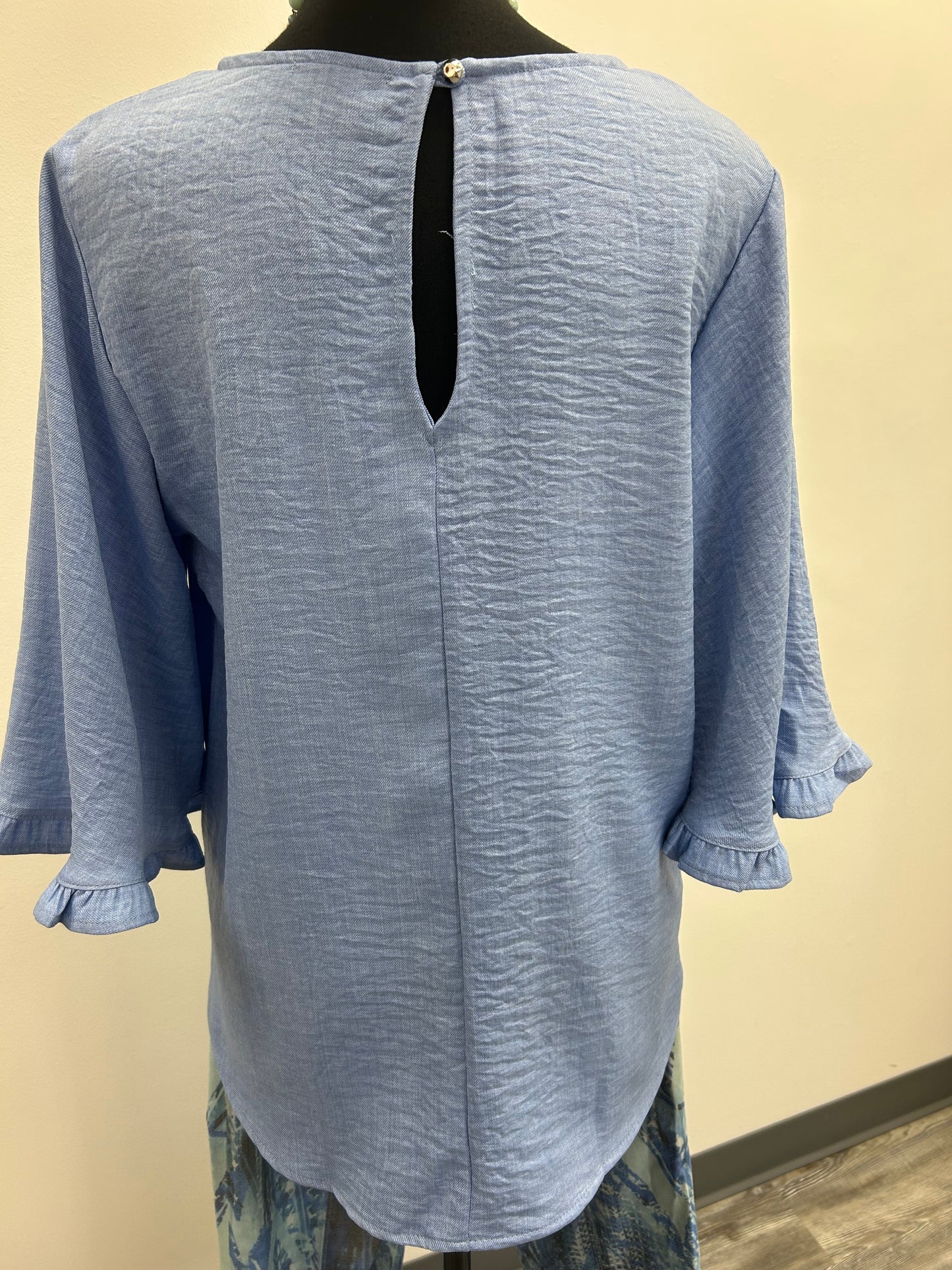 Blue Top with Ruffle Sleeves