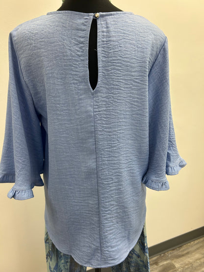 Blue Top with Ruffle Sleeves