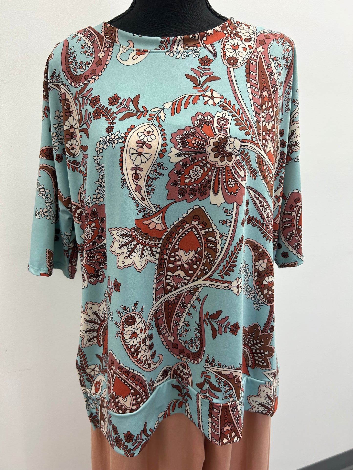 Brown and Blue Paisley Top
