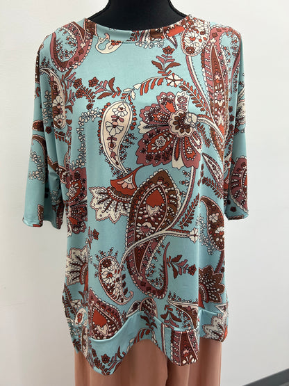 Brown and Blue Paisley Top