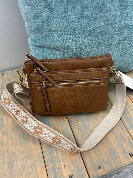 Multi Zip Pocket Crossbody with Guitar Strap