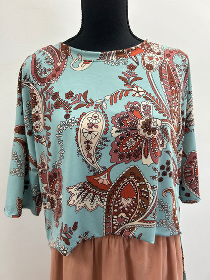 Brown and Blue Paisley Top