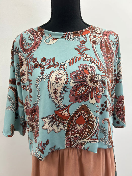 Brown and Blue Paisley Top