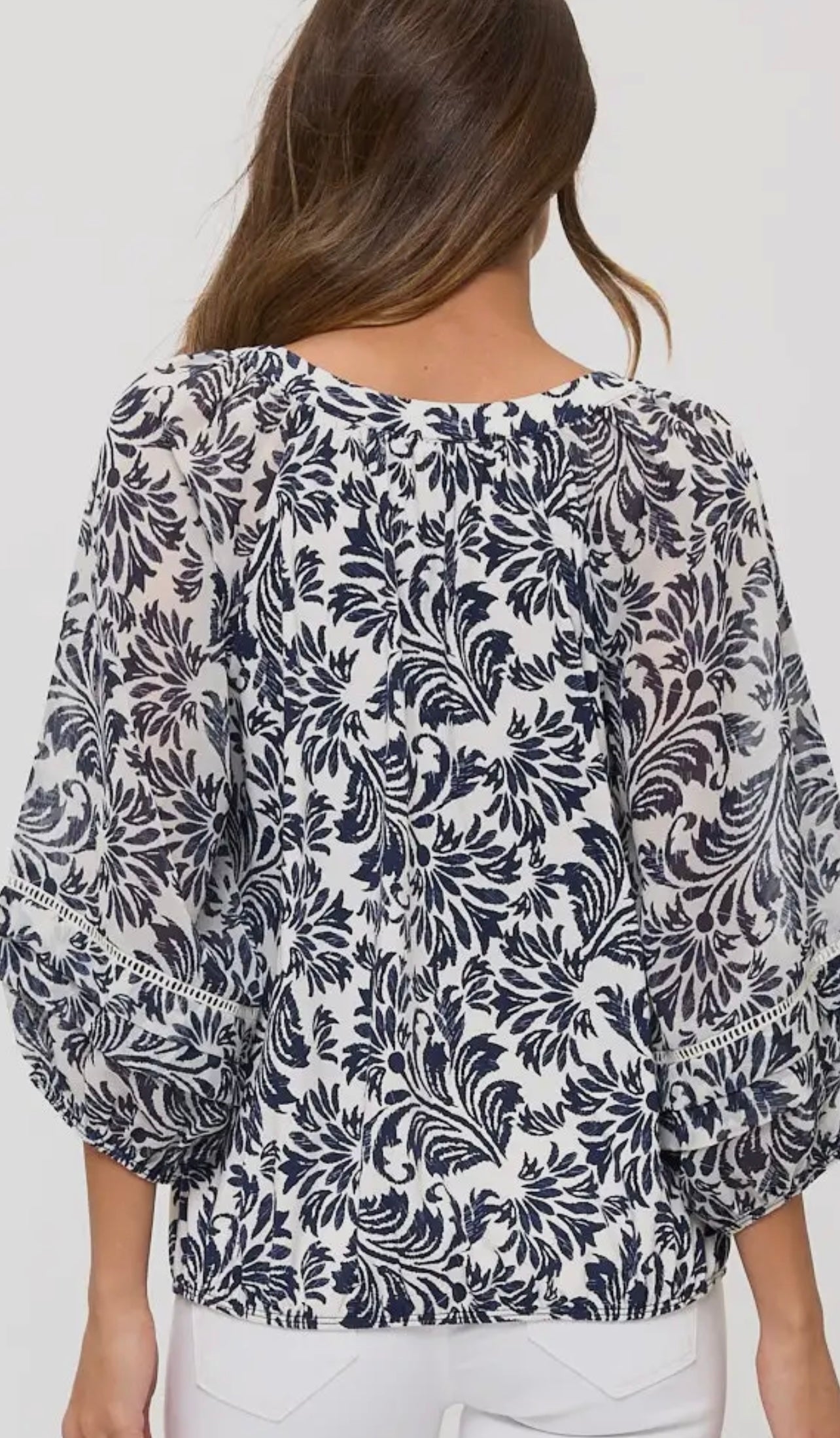 Floral Bubble Hem Peasant Top