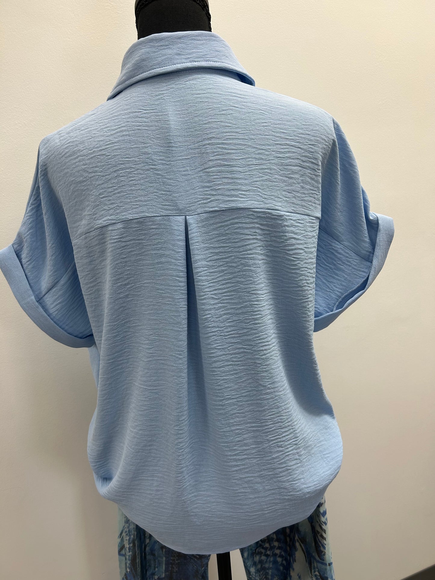 Light Blue Tie Front Top