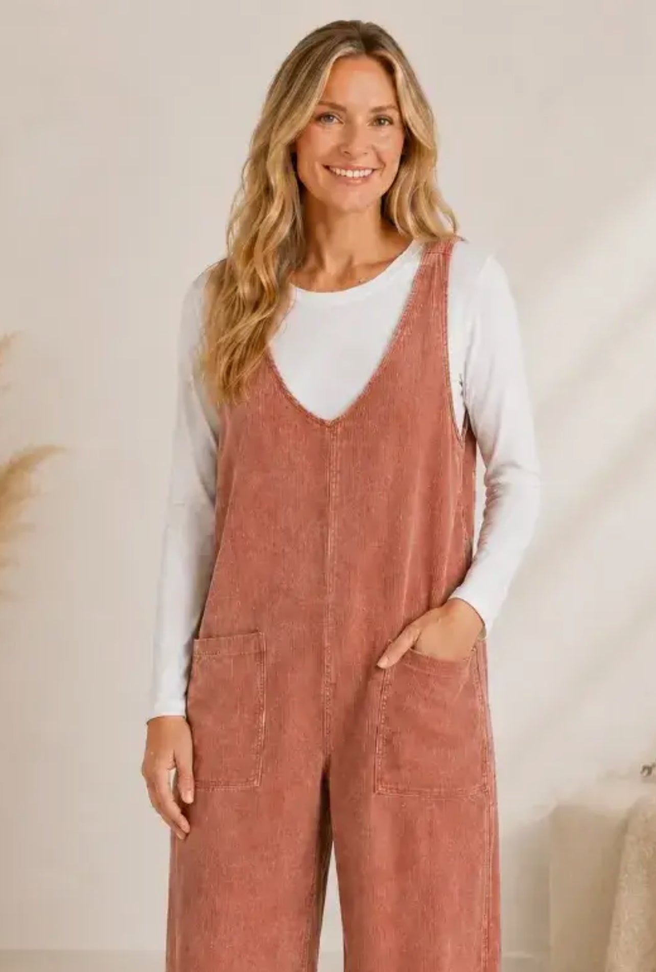 Corduroy Patch Pocket Jumpsuit