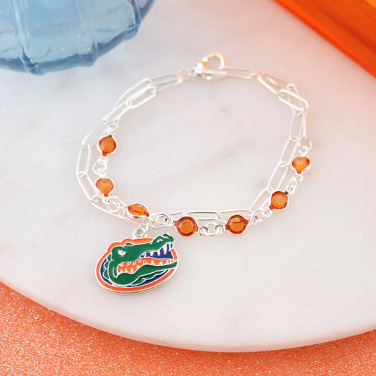 Seasons Jewelry University of Florida Gators UF Paperclip Chain & Enamel Logo Bracelet