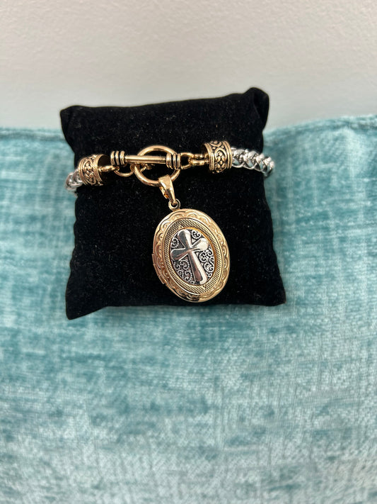 Two Tone Locket Bracelet
