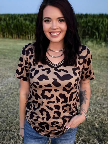 Buckstitch Leopard Top