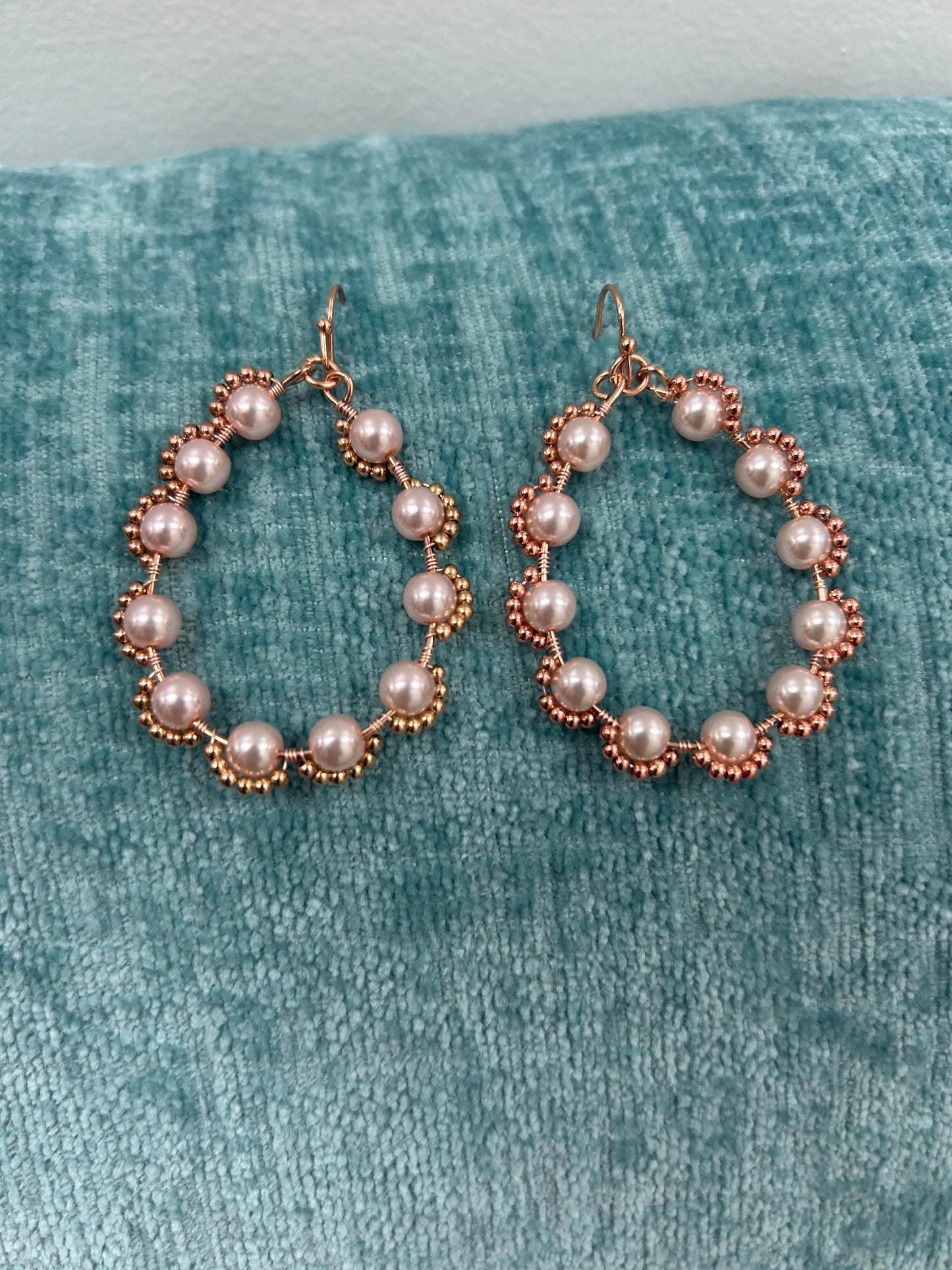 Pink Pearl Hoop Earrings