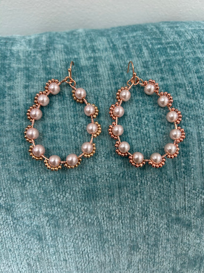 Pink Pearl Hoop Earrings