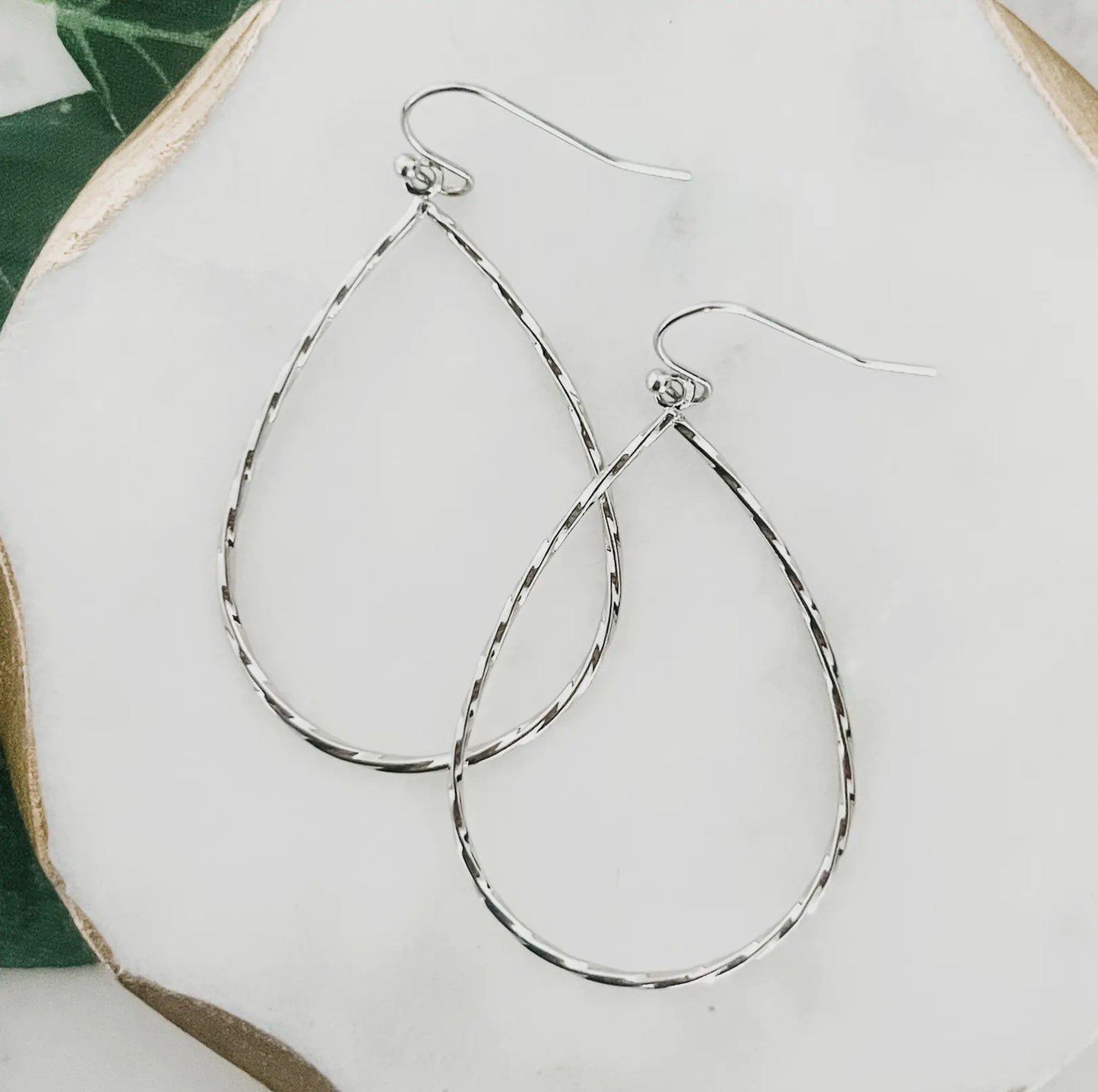 Silver Twisted Teardrop Dangle Earrings