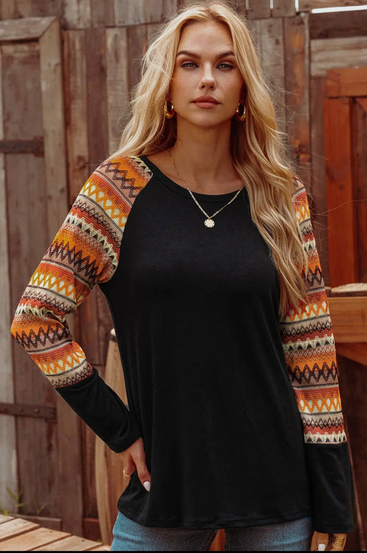 Raglan Patchwork L/S Top