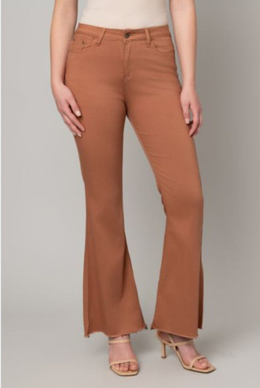 Chestnut Sateen Denim Flared Jeans