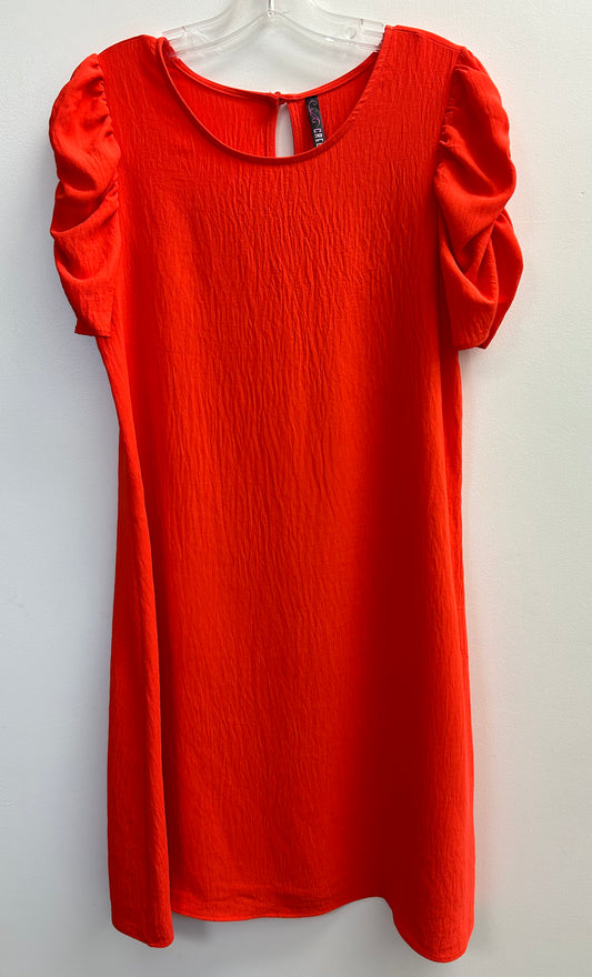 Orange Gathered Sleeve Dress