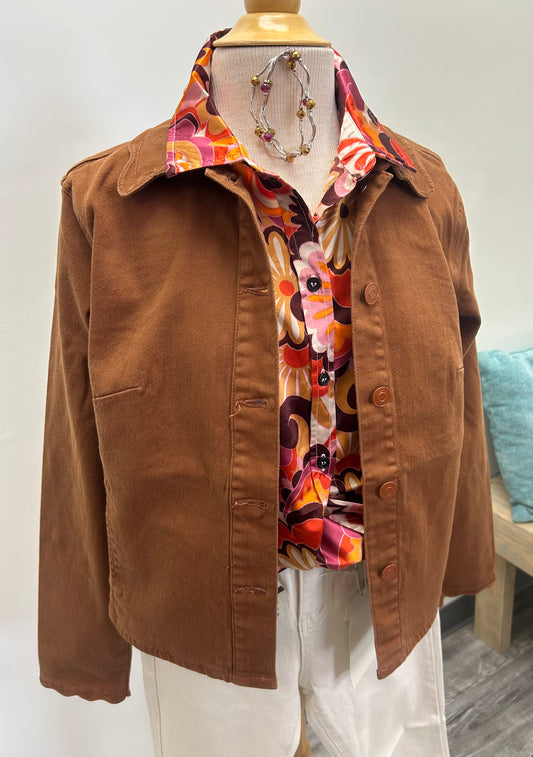 Chestnut Brown Denim Jacket