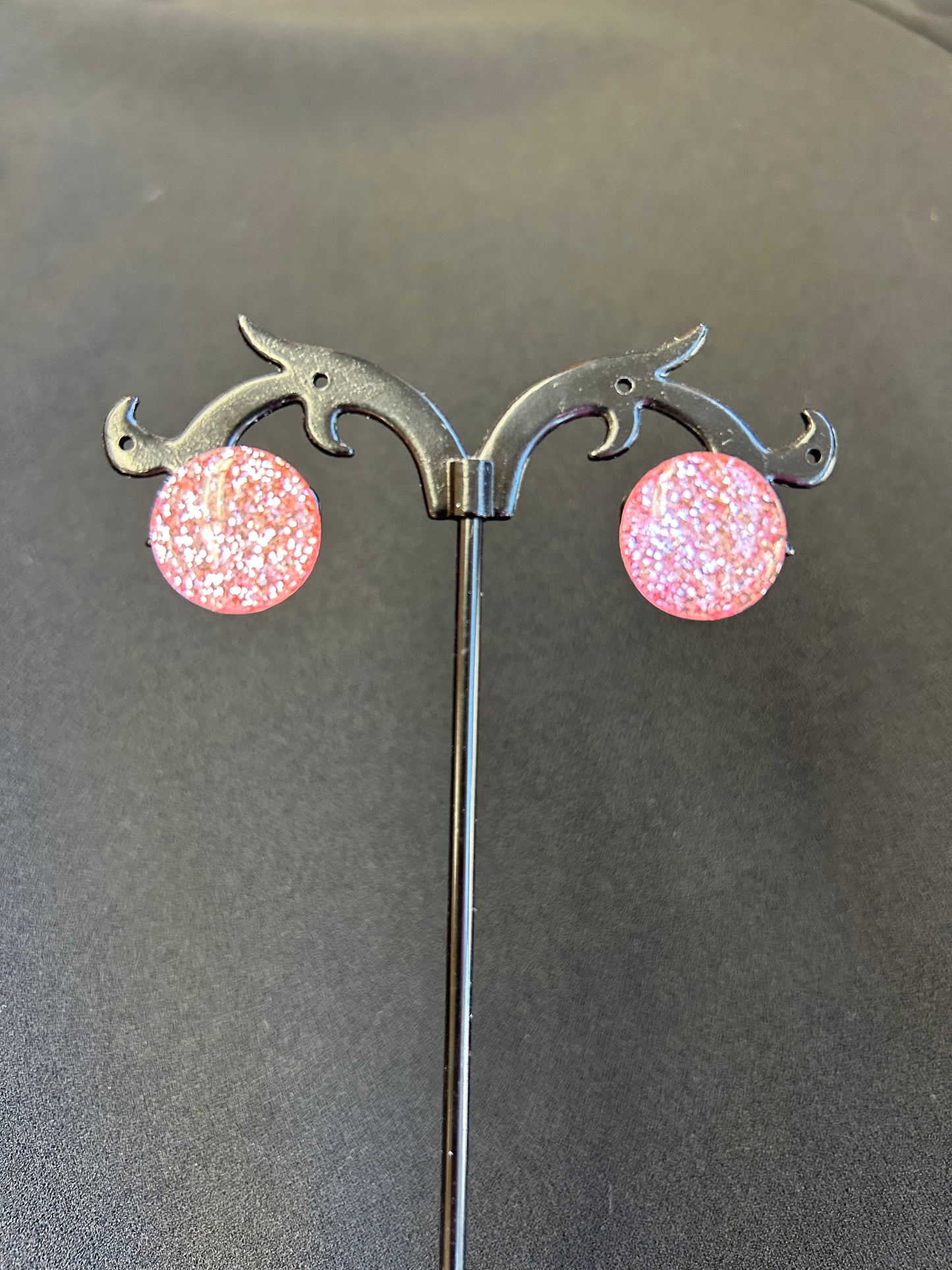 Pink imitation Druzy Earrings