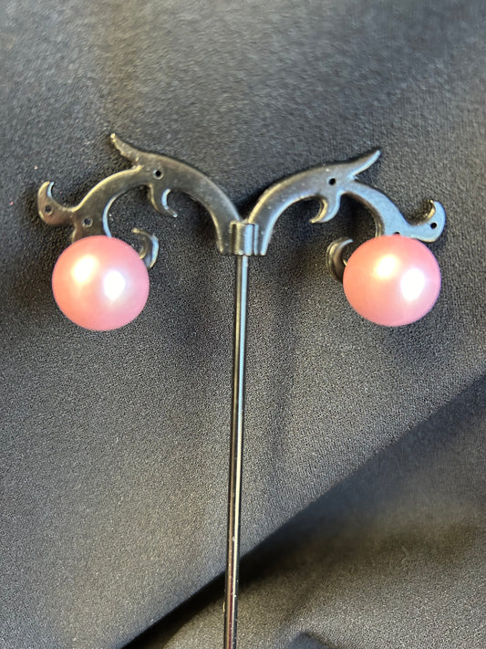 Pink Wood Pearl Earrings