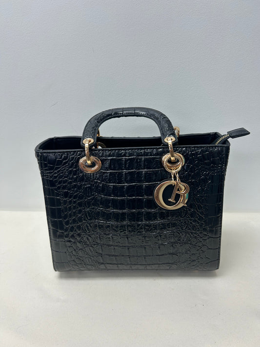 Black Alligator Handbag 2 pc