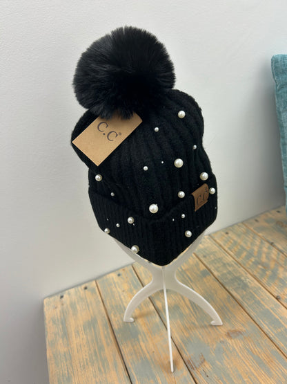 Pearl Pom Pom Beanie