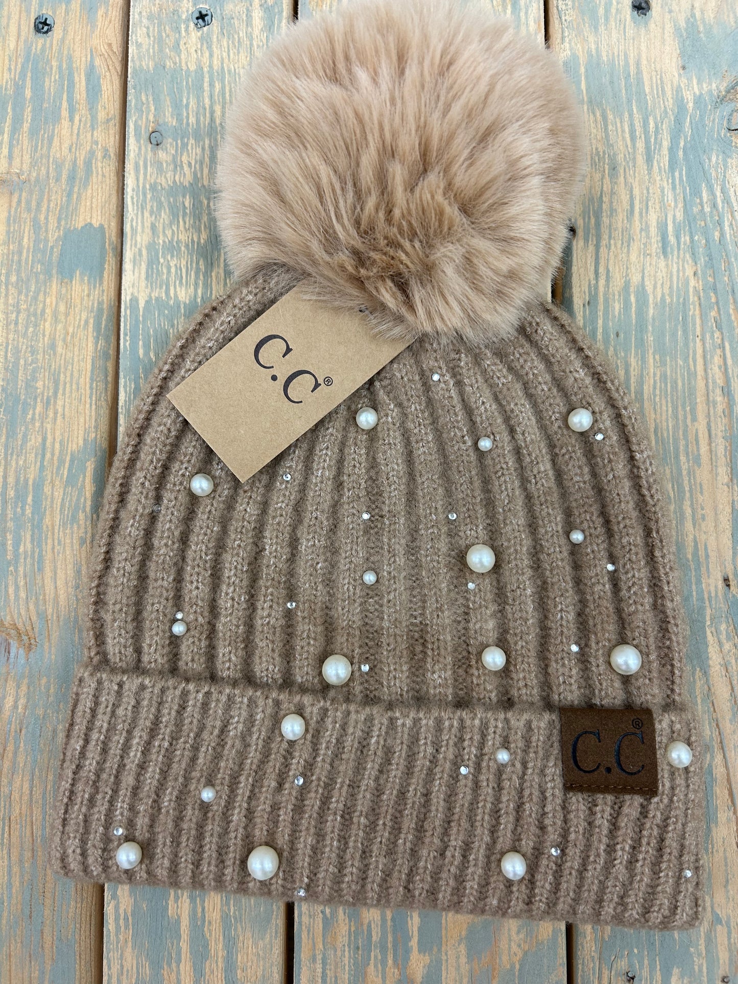 Pearl Pom Pom Beanie
