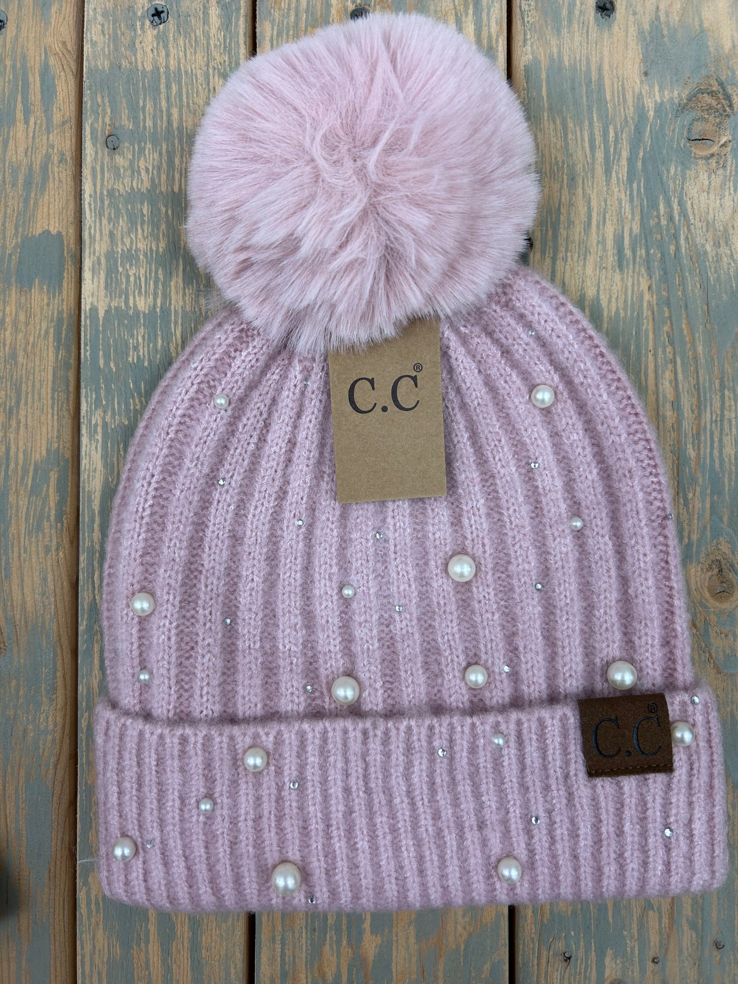 Pearl Pom Pom Beanie