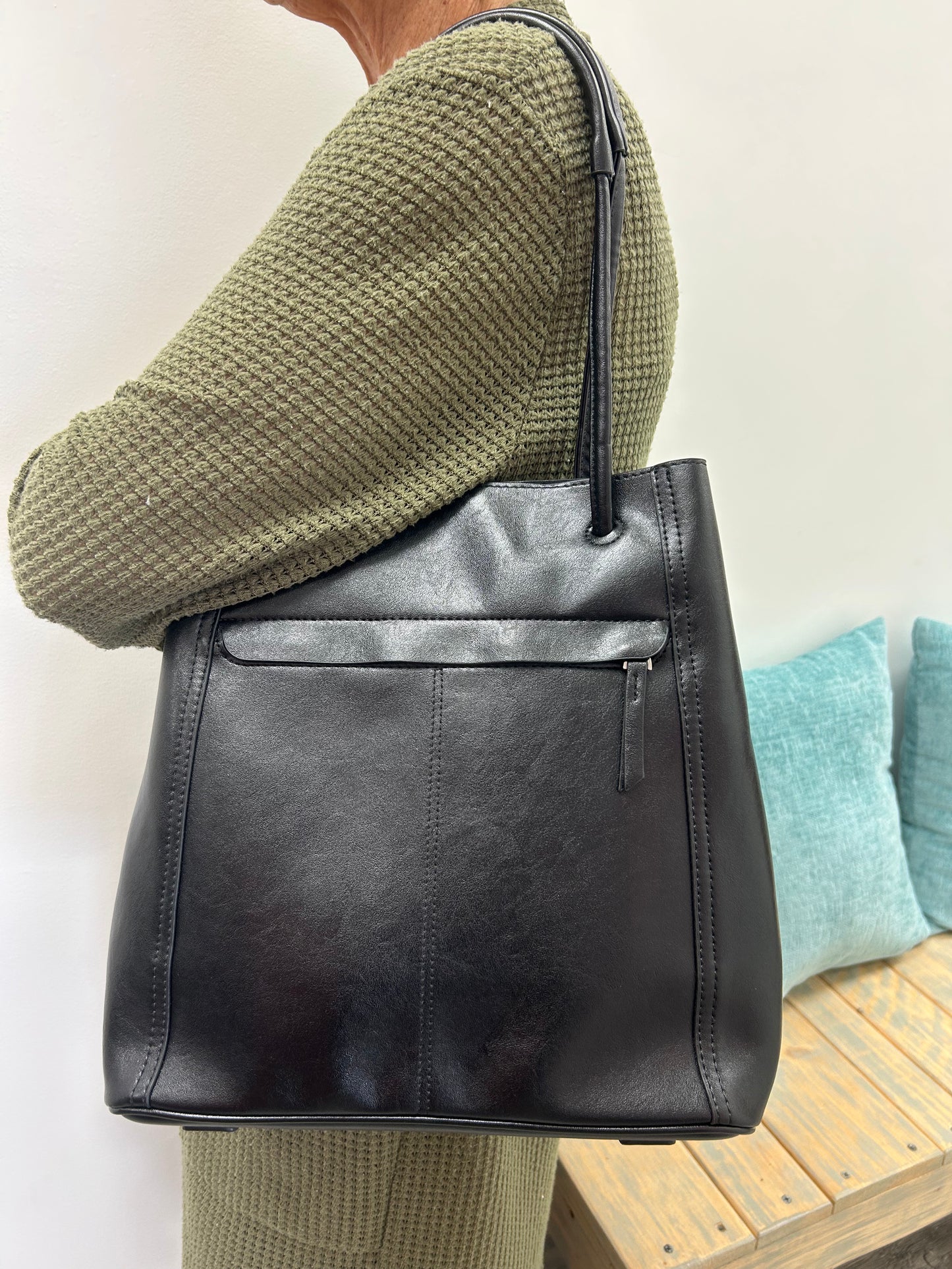 Black Vegan Leather Bag